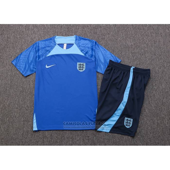 Fato de Treino Inglaterra Manga Curta 2022-2023 Azul - Calcas Curta